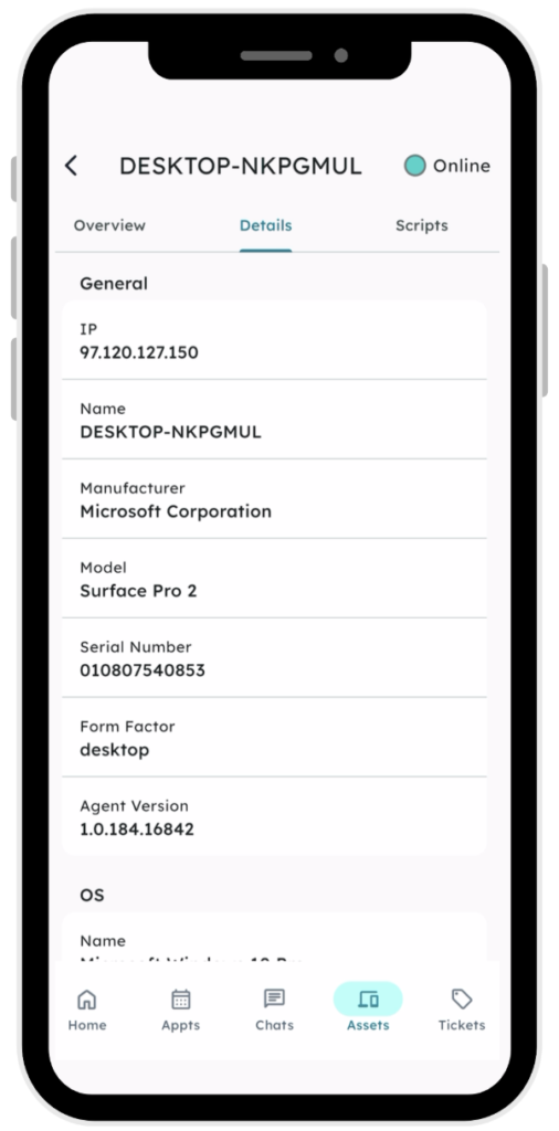 full details within Assets in Syncro Mobile