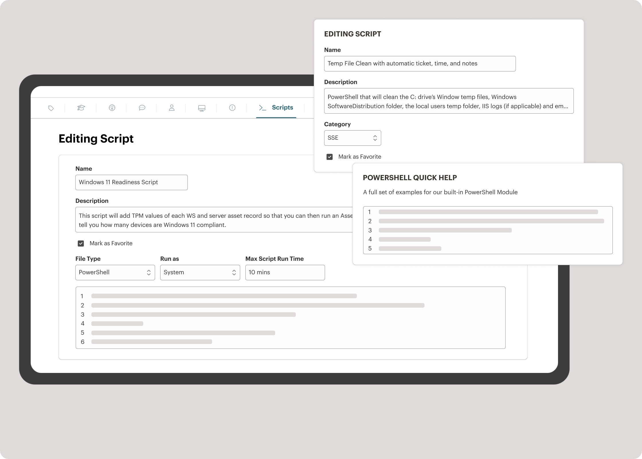 Syncro RMM scripting engine with hundreds of ready-to-use IT scripts