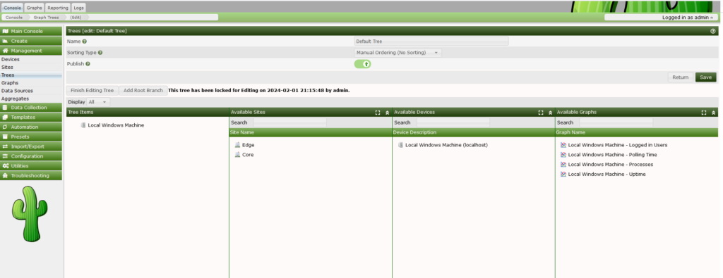 Network Discovery Tool Cacti Dashboard